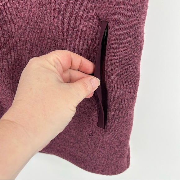 LL Bean Sweater Vest Fleece Full Zip Women's Large Berry Zip Pockets Logo - Picture 3 of 8